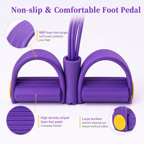 Pedal Resistance Band with Handle,4/6/8 Tubes Options,Soft Foot Straps