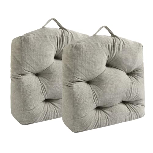 Floor Pillow Cushion with Handle for Adults Women Men | Large Meditation & Sitting Cushion Pillow for Tatami, Living Room, Yoga (2, Light Gray, Square, 22" x 22" x 6") - color: Light Gray, Square