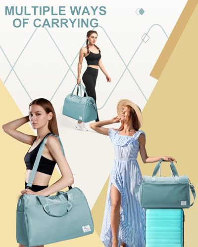 Travel Weekender Bags with Shoe Compartment Overnight Bag Light Blue | Personal Item Travel Bag with Wet Pocket Carry On Bag with Laptop Compartment Duffle Bag for Sports Travel Gym Essential - color: K4-Light Blue