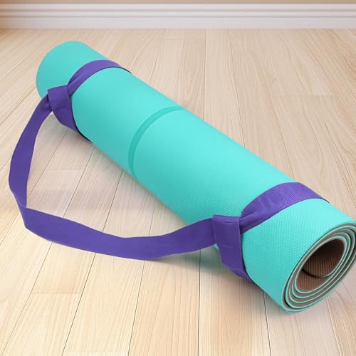 Yoga Mat Carrier Strap Adjustable Cotton Sling for Large Thick Mats 2 in 1 Carrying Strap and Stretching Band - color: Purple