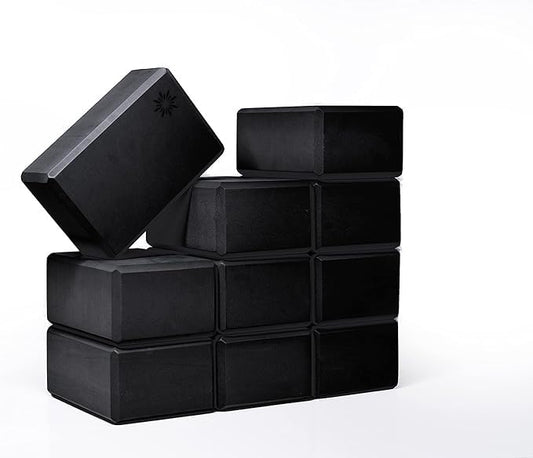 Bulk 4in Foam Yoga Blocks, 10 Pack | Workout Block for Stretching, Pilates, and Workout, Firm and Supportive Exercise Blocks for Home, Schools, and Studios - color: Black