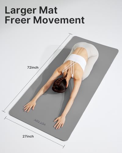 YOTTOY Yoga Mat,Non-Slip Hot Yoga Mat with Anti-Tear Design and Friendly Natural Rubber Mat with Strap and Bag - color: Grey