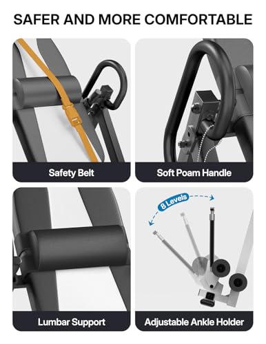 YOLEO Gravity Inversion Table for Back Pain Relief 2026 New Inversion Table | w/Lumbar Support, Easy to Assemble, Back Stretcher Machine 300 lbs - color: Black