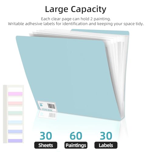 A3 Diamond Painting Storage Book, 60 Views Art Portfolio Presentations Folder with 30 Pages Protectors, 17.3x12.8in Green - color: Green