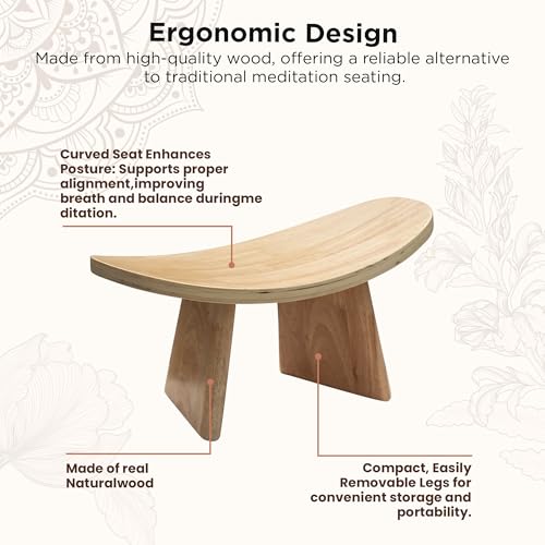 Ergonomic Wooden Meditation Bench for Seiza & Yoga Practice - Natural Portable Kneeling Seat for Travel & Prayer