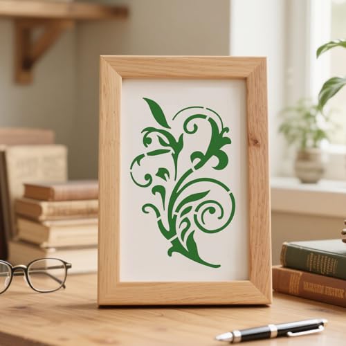 12 Pcs Flower Swirls Stencil 7.87x7.87 Inch Leaf Scroll Reusable Wall Stencil Boho Floral Templates Painting Stencils Set Flourish Swirls Stencils for Cement Wood Furniture DIY Home Decor