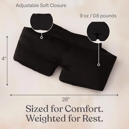 Baloo Silk Weighted Sleep Mask, Black, Eye Mask with Amethyst Crystal - color: Black With Amethyst Crystal
