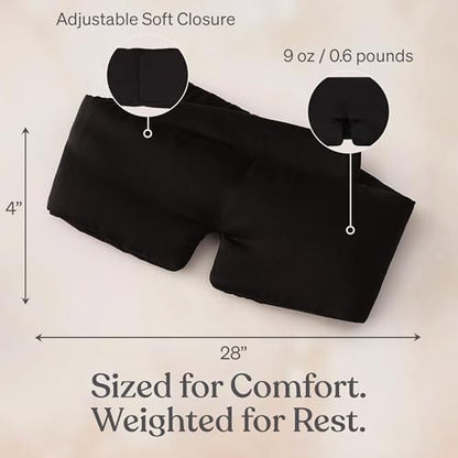 Baloo Silk Weighted Sleep Mask, Black, Eye Mask with Amethyst Crystal - color: Black With Amethyst Crystal