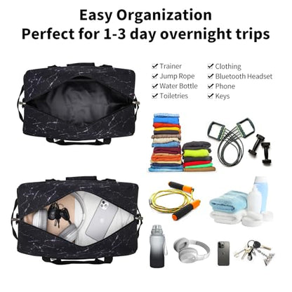 Apenze Small Gym Bag 18 inch Carry On Duffel Bag for Weekender Travel - Marble Black - color: Marble Black, size: 18inch