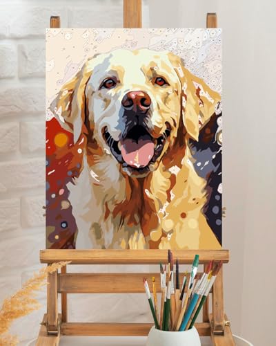 TOCARE Labrador Paint by Numbers Kit for Adults, Dog Adult Paint by Number Canvas, Acrylic Adults' Paint-by-Number Kits for Dog Lovers 16x20inch (Without Framed) - color: TC-OPC-143