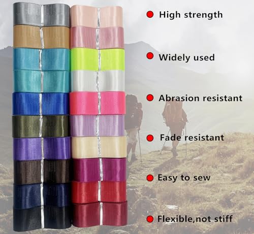 1 1/2" Colored Nylon Webbing 40yd for Bag Straps Crafts - color: Mixed