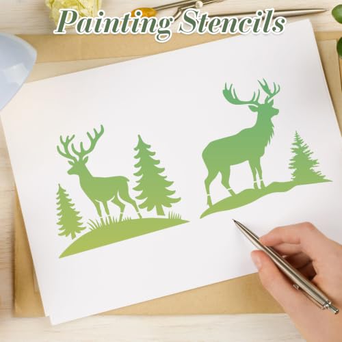 Forest Animal Stencils for Crafts Reusable 25Pcs Stencils(5.8X5.8 inch) | DIY Art Painting Stencil Furniture Decor Kit for Wood Embroidery Wall Silk Screen Journaling - color: Animal 4