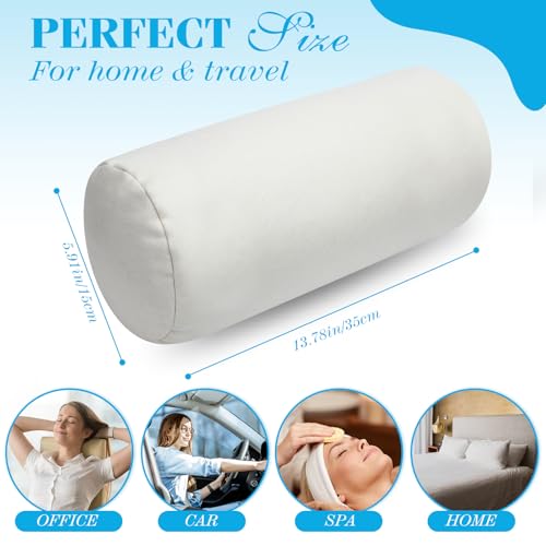 DoubleFill Buckwheat Pillow Cylinder Bolster Pillow to Provide Firm Support, Cervical Neck Roll Adjustable with Organic Pillowcase, Tartary Buckwheat Hulls