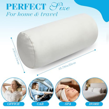 DoubleFill Buckwheat Pillow Cylinder Bolster Pillow to Provide Firm Support, Cervical Neck Roll Adjustable with Organic Pillowcase, Tartary Buckwheat Hulls