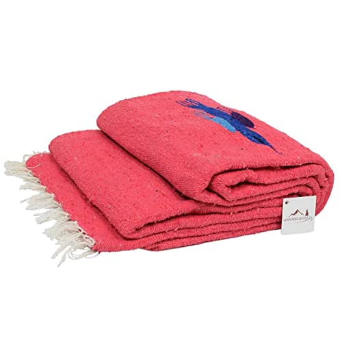 Open Road Goods Mexican Thunderbird Yoga Blanket, Handwoven Throw for Yoga, Meditation, and Home Décor – Versatile Blanket for Beach, Picnic, Camping, or Outdoor Use - color: Hot Pink