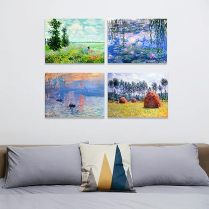 Muzagroo Art DIY Diamond Painting Kits for Adults, 5D Diamond Art Kits for Beginners Paint by Diamond, Monet Diamond Arts and Crafts for Living Room Bedroom 4 PCS Wall Art - color: 12-Monet