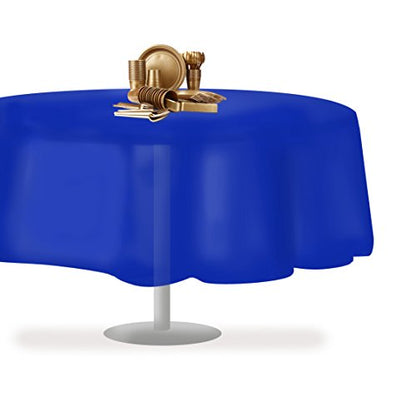 Blue 1 Pack Premium Disposable Plastic Tablecloth 84" Inch Round Table Cover - color: Blue, size: 1 Pack 84" Round