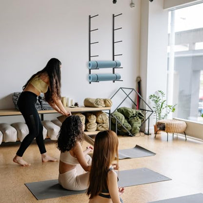 Yoga Mat Holder Wall Mount Yoga Mat Storage Holder Yoga Mat Organizer Skateboard Wall Mount for Foam Rollers Skateboard Ski Board - color: Black