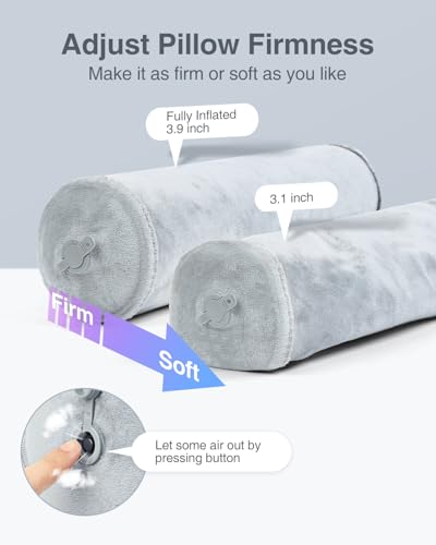 Luxtude Inflatable Neck Roll Pillow for Sleeping, Travel Neck Pillow - color: Grey-3.9" H