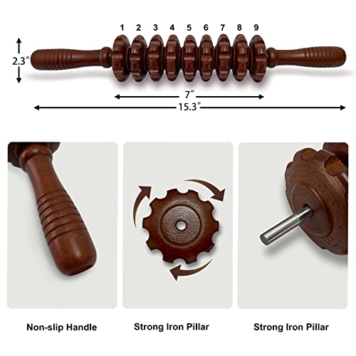 2Pcs Wood Massage Roller Stick for Muscle Relief & Cellulite Reduction - color: Wood+coffee