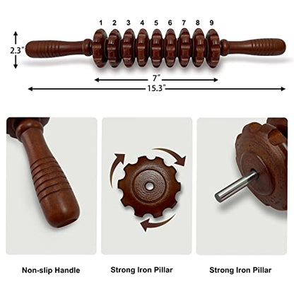 2Pcs Wood Massage Roller Stick for Muscle Relief & Cellulite Reduction - color: Wood+coffee