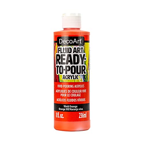 Deco Art DecoArt FluidArt Ready-To-Pour Acrylic Paint 8oz-Vivid Orange - color: Vivid Orange