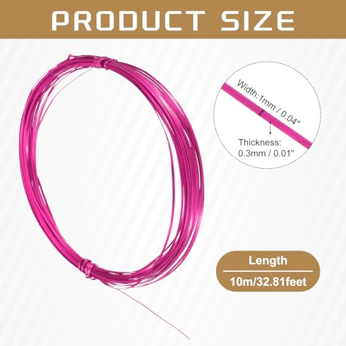 uxcell 1mm Aluminum Craft Flat Wire,33Ft 0.3mm Thickness Bendable Metal Floral Jewelry Beading Armature Wire for Sculpting Armature DIY Jewelry Making, Rose Red - color: Rose Red, size: 33Ft