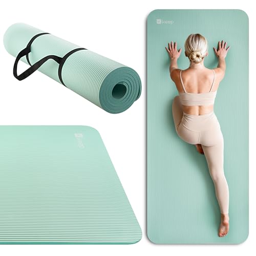KEEP Extra Thick NBR Yoga Mat for Women & Men, 10mm Thick, 72”x32” Large Exercise Mat with Non-Slip Workout Mat for Yoga, Pilates, Stretching, Meditation – Wide & Cushioned Fitness Mat - color: Green