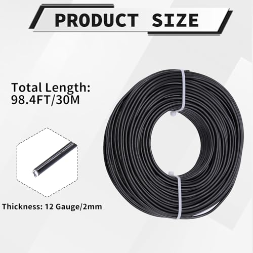 12 Gauge Aluminum Craft Wire, 100 Feet 2mm Bendable Metal Wire for Jewelry Making, Sculpting and Floral Design, Soft Armature Wire for DIY Crafts (Black) - size: 12 Gauge(2mm), style: Black