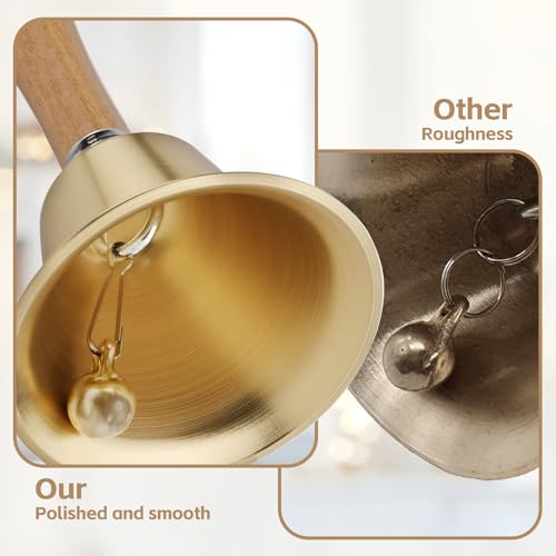 Flezoo 3.15inch Brass Super Loud Hand Bell for Dinner Wedding Office | Clear Loud Brass Tone, Rustproof Solid Build, Comfort Grip, For Elderly Wedding Office Training, Multi-Purpose Call Bell - size: Medium