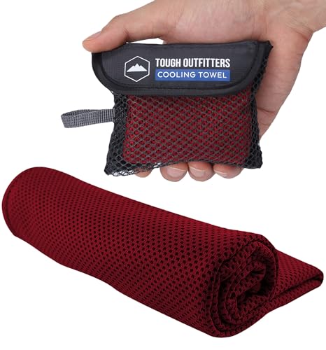 Tough Outdoors Cooling Towels for Neck Face - Neck Cooling Towel for Hot Weather Yoga Sports Golf Sweat - Instant Cold Towel - color: Red, size: Single Pack