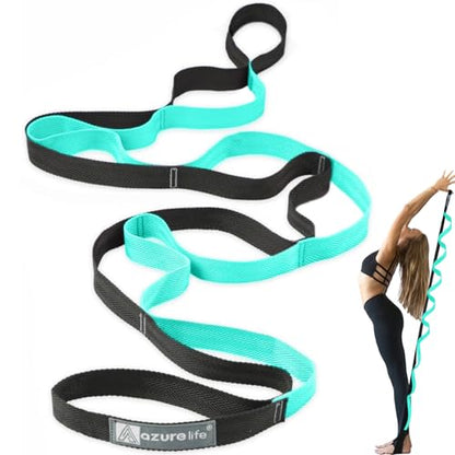 A AZURELIFE Premium Durable Stretch Straps with Loops, Stretching Strap for Physical Therapy, Multi-Loop Yoga Strap Fitness Exercise Strap for Yoga, Pilates, Dance, Flexibility&Exercise - color: #2-Green