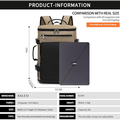 Kalesi Gym Duffle Bag Backpack 4-Way Waterproof with Shoes Compartment for travel Sport Hiking laptop - color: Business-khaki