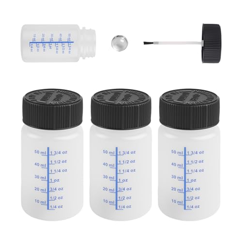 3PCS Car Touch Up Cups for Paint with Brushes,60ml Touch Up Paint Container with Ounce/ml Markings,Paints Touches Up Bottles with Mixing Ball for Fixing Auto Scratches/Damage