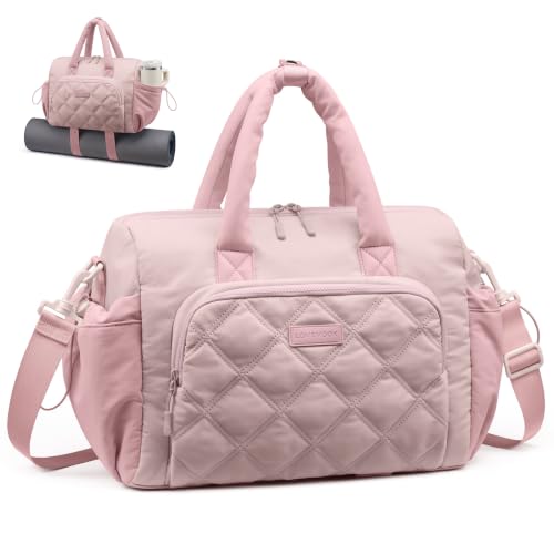 LOVEVOOK Small Gym Bag for Women with Large Water Bottle Pocket,Pink | Yoga Mat Holder,Duffle Bag with Wet Pocket,Overnight Bags,Lightweight Carry on Weekender Duffel for Workout Dance Ballet - color: Pink, size: Medium
