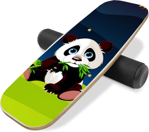 Balance Board Surf Trainer with Adjustable Stoppers - 2 Different Distance Options Balance Board for Surfing, Snowboarding, Skiing, Skateboarding, 300lbs Capacity - color: Panda