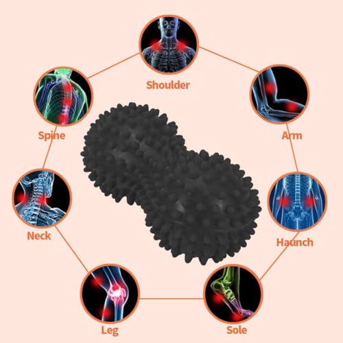 Agatige Double Peanut Massage Lacrosse Ball, Spiky Therapy Ball for Leg Back Shoulder Muscle Release Relief Deep Tissue Massage Yoga Ball for Yoga, Pilates, Tennis(Purple) - color: #5