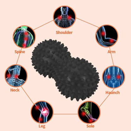Agatige Double Peanut Massage Lacrosse Ball, Spiky Therapy Ball for Leg Back Shoulder Muscle Release Relief Deep Tissue Massage Yoga Ball for Yoga, Pilates, Tennis(Purple) - color: #5