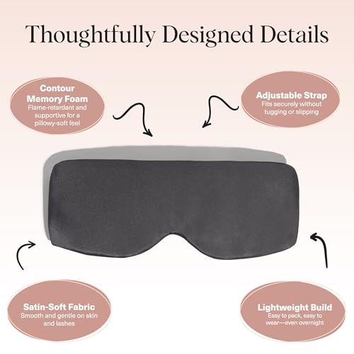 Kitsch Contour Satin Sleep Mask | Eye Masks for Sleep - Charcoal | Softer Than Silk Sleep Mask, Blindfold Sleep Masks for Women & Men, No Eye Pressure, Lightweight Eye Mask, Travel Essentials - color: Charcoal