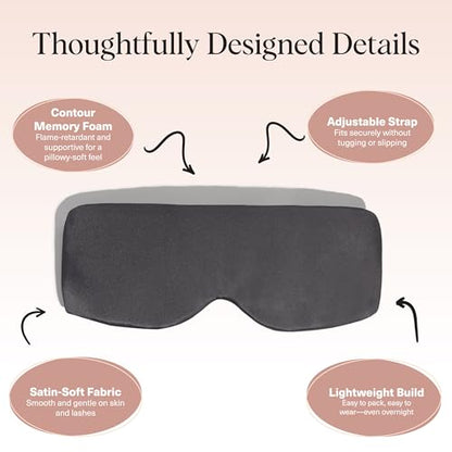 Kitsch Contour Satin Sleep Mask | Eye Masks for Sleep - Charcoal | Softer Than Silk Sleep Mask, Blindfold Sleep Masks for Women & Men, No Eye Pressure, Lightweight Eye Mask, Travel Essentials - color: Charcoal