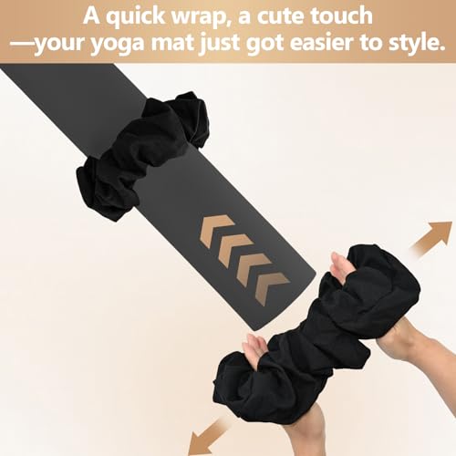 Yoga Mat Scrunchie - Stylish Holder, Durable & Elastic Fabric - Fits All Standard Mats (Mat Not Included) - color: Black