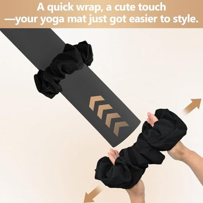 Yoga Mat Scrunchie - Stylish Holder, Durable & Elastic Fabric - Fits All Standard Mats (Mat Not Included) - color: Black