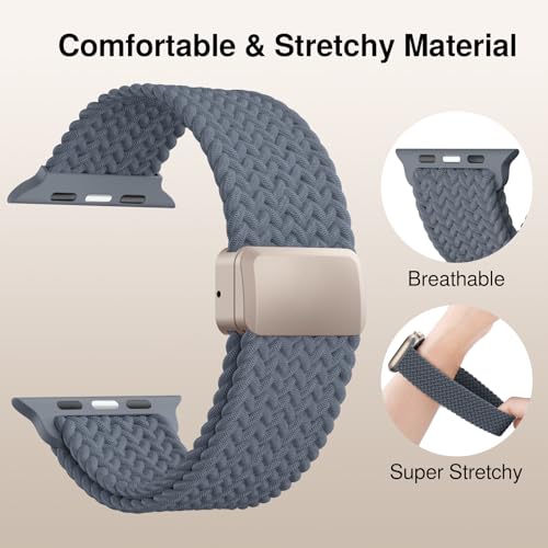 Braided Stretchy Magnetic Band Compatible with Apple Watch Bands Women Men - color: Anchor Blue, size: 38mm/40mm/41mm/(42mm-series 11 10)