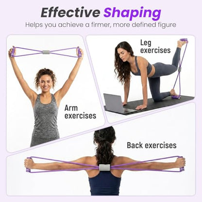 Asnomy Band Set – 8-Tubes Pedal Resistance Band with Handle, Ankle Resistance Band with Figure 8 Resistance Band for Strength Exercises, Training for Stretching The Abdomen,Waist,Arms and Legs - color: Purple