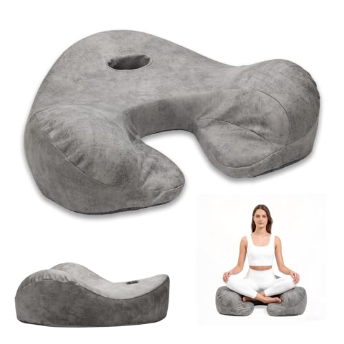 Meditation Cushion, 23-Inch Memory Foam Seat for Floor Sitting - color: Grey