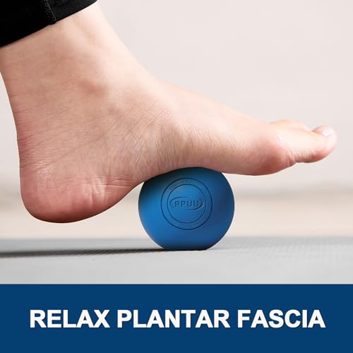 Massage Lacrosse Ball, 2.5 Inch Firm Solid Rubber Deep Tissue Ball for Myofascial Release, Plantar Fasciitis & Muscle Knot Relief, for Foot, Glutes, Shoulder Blades, Calves, 1 Count Blue - color: Solid Blue