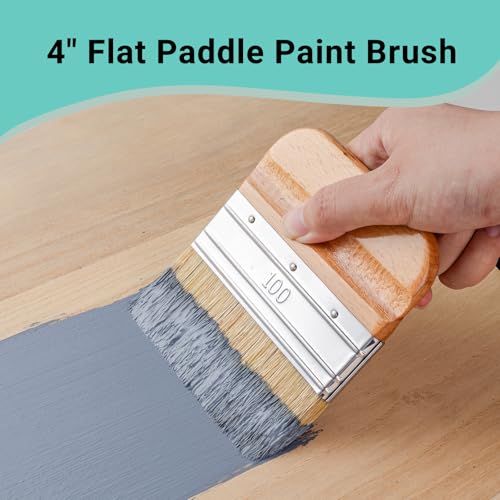 Mister Rui Chalk Wax Paint Brush, 4pcs, Chalk Paint Brushes for Furniture | Flat Pointed and Round Brush with Natural Bristles for Chalk Paint and Wax, All in One Paint Stencil Brushes, No Shedding