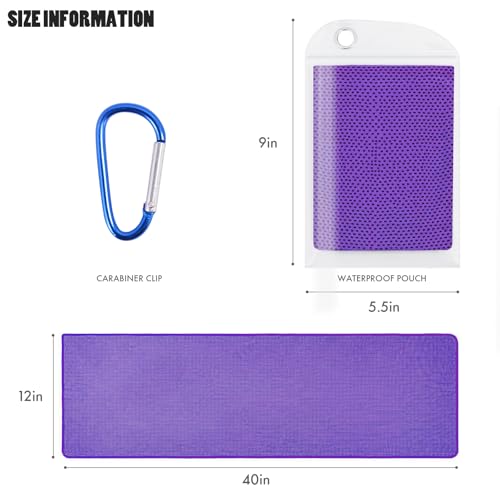 Leuceiy 4 Pack Cooling Towels (40"x12"), Cooling Towels for Neck and Face, Gym Towel for Working Out, Soft Breathable Microfiber Ice Towel for Yoga Sport Running Golf - color: Gray/Dark Gray/Purple/Dark Blue