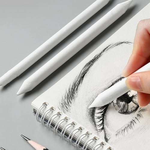 Anu Limen 12Pcs Rice Paper Blending Stumps for Drawing, Soft Sketch Smudging Sticks, White Paper Art Blenders for Shading and Detail Work