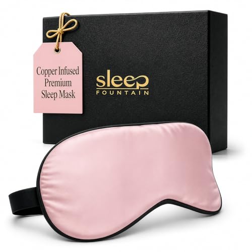 Anti Aging Silk Sleep Mask for Women, Mulberry Silk Eye Mask for Sleeping and Skin Care, Blackout Sleep Mask with Copper Ion Technology Reduces Eye Puffiness, Fine Lines and Wrinkles